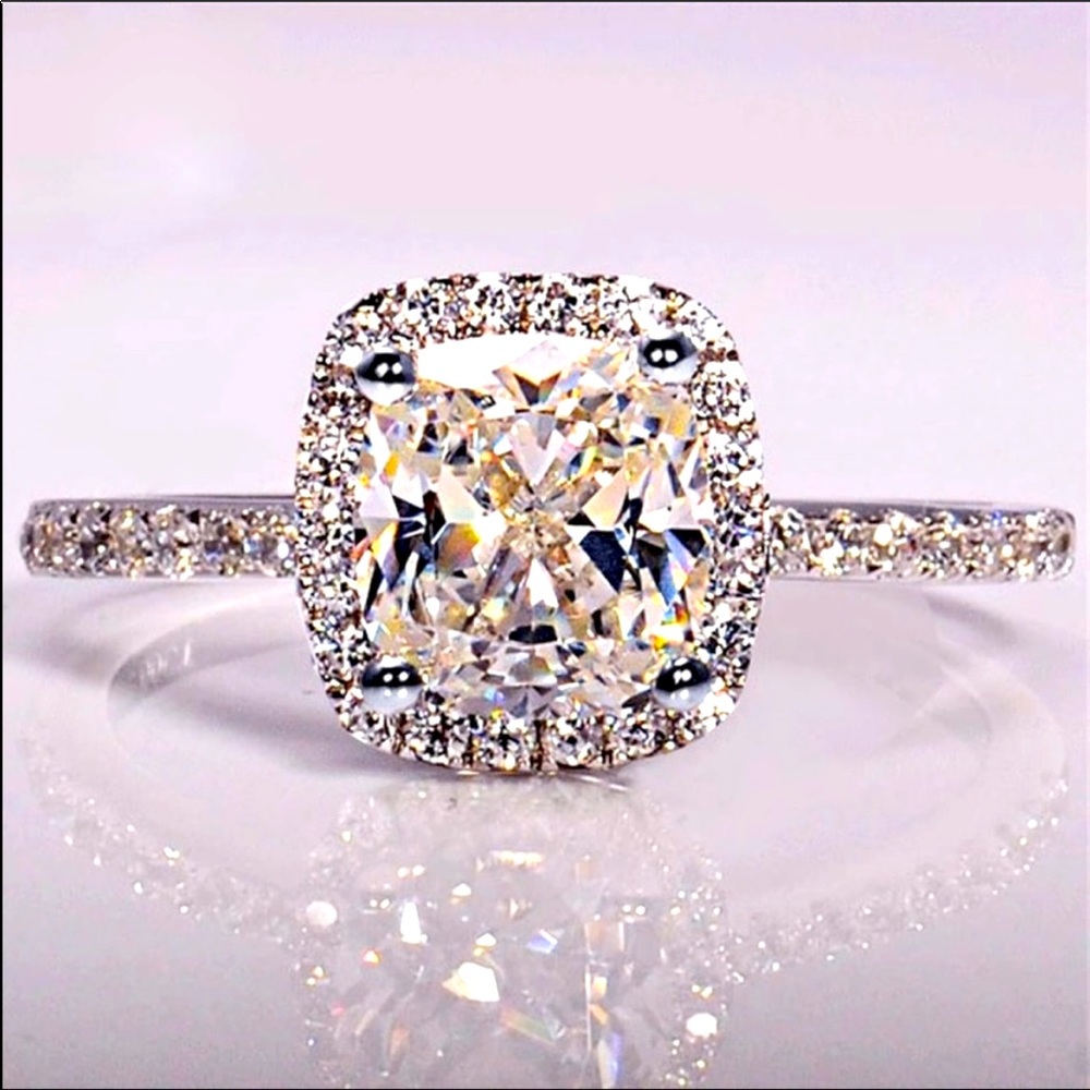 Cushion Cut Cubic Zirconium Engagement Ring